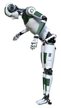 3D Rendering Male Robot on White Stock Illustration