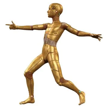 3D Rendering Male Robot on White Stock Illustration