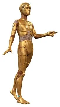 3D Rendering Male Robot on White Stock Illustration