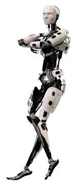 3D Rendering Male Robot on White Illustration