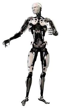 3D Rendering Male Robot on White Illustration
