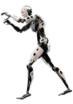 3D Rendering Male Robot on White Illustration