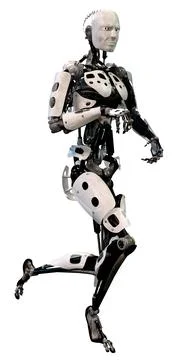 3D Rendering Male Robot on White Illustration