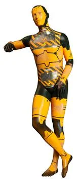 3D Rendering Male Robot on White Illustration