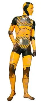 3D Rendering Male Robot on White Illustration