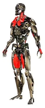 3D Rendering Male Robot on White Stock Illustration