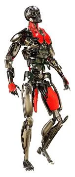 3D Rendering Male Robot on White Illustration