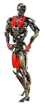 3D Rendering Male Robot on White Illustration