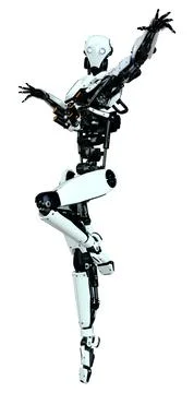 3D Rendering Male Robot on White Stock Illustration