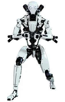 3D Rendering Male Robot on White Illustrazione stock