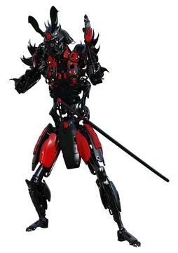 3D Rendering Male Samurai Robot on White Stock Illustration