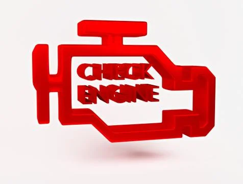 3D rendering. Malfunction or check engine car light symbol, dash board Stock Photos