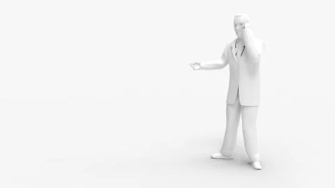 3d rendering of a man calling on the phone isolated in white background 스톡 일러스트