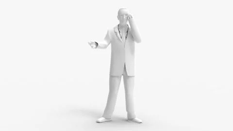 3d rendering of a man calling on the phone isolated in white background 스톡 일러스트