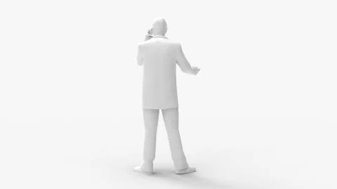 3d rendering of a man calling on the phone isolated in white background 스톡 일러스트