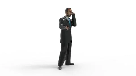 3d rendering of a man calling on the phone isolated in white background 스톡 일러스트