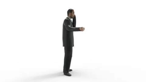 3d rendering of a man calling on the phone isolated in white background 스톡 일러스트