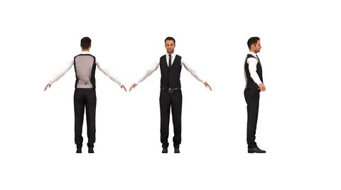 3D rendering of a man dressed chique business like with his arm spread. Stock Illustration
