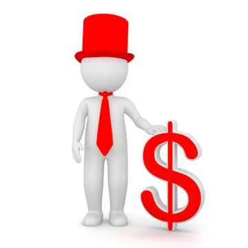 3D Rendering of a man holding a dollar sign Stock Illustration