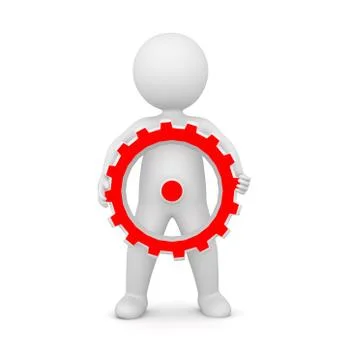 3D Rendering of a man holding a gear Stock Illustration