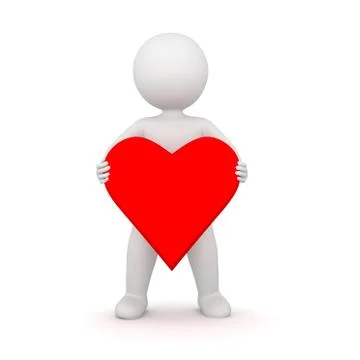 3D Rendering of a man holding a heart shape Stock Illustration