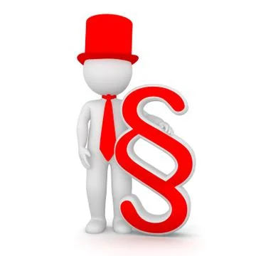 3D Rendering of a man holding a section sign Stock Illustration