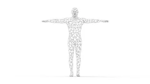 3d rendering of a man human body build from a mesh texture isolated in white Stock Illustration