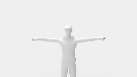 3d rendering of a man model with arms spread isolated in studio Stock Illustration