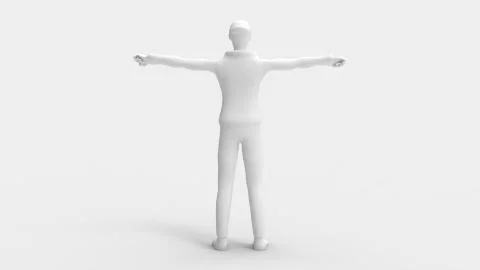 3d rendering of a man model with arms spread isolated in studio 库存插图
