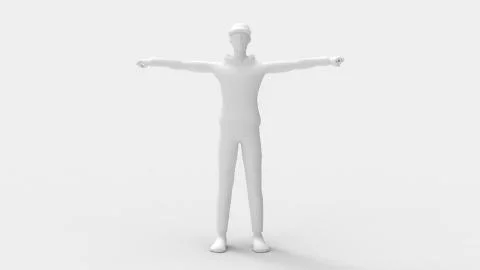 3d rendering of a man model with arms spread isolated in studio Stock Illustration