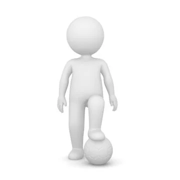 3D Rendering of a man with one foot on a ball Stock Illustration