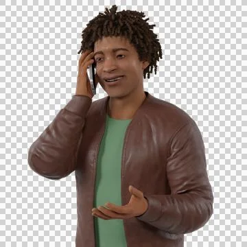 3d rendering man talking with phone. Stock Illustration