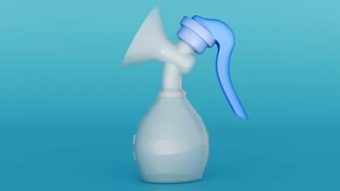 A 3D rendering of a manual, handheld breast pump. Illustration