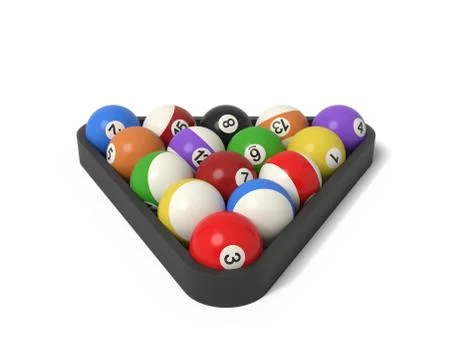 3d rendering of many billiard balls with colorful stripes and numbers inside a Stock Illustration