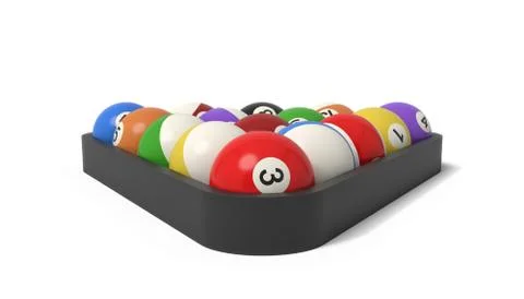 3d rendering of many billiard balls with colorful stripes and numbers inside a Stock Illustration