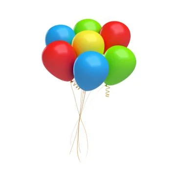 3d rendering of many colorful balloons tied together with a string. Gifts and Stock Illustration
