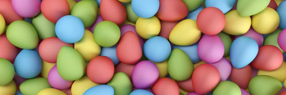 3d rendering of many colorful Easter eggs. Illustrazione stock