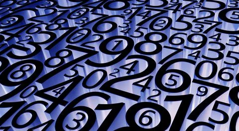 3D rendering Many different numbers. Numerology. Stock Illustration