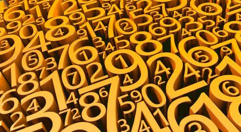 3D rendering Many different numbers. Numerology. Illustrazione stock
