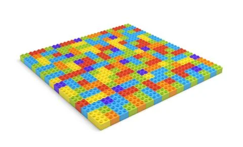 3d rendering of many toy blocks in different colors making up one large square イラスト素材
