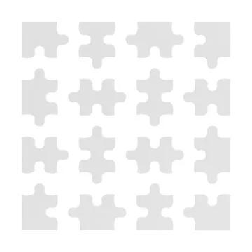 3d rendering of many white puzzle pieces isolated on white background. Stock Illustration