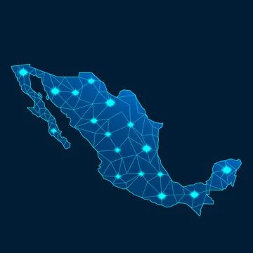 3D rendering of the map of Mexico on a blue background Stock Illustration