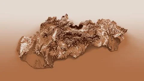 3D rendering of the map of Slovakia in the old style with brown color on light c イラスト素材