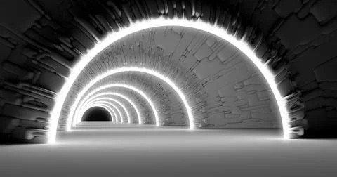 3d rendering. Marble corridor with columns stretching into the distance with Stock Illustration