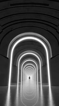 3d rendering. Marble corridor with columns stretching into the distance with Stock Illustration