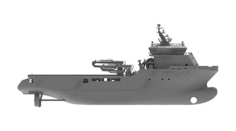 3d rendering of a marine supply large vessel industrial ship isolated on white Illustrazione stock