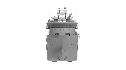 3d rendering of a marine supply large vessel industrial ship isolated on white Illustrazione stock