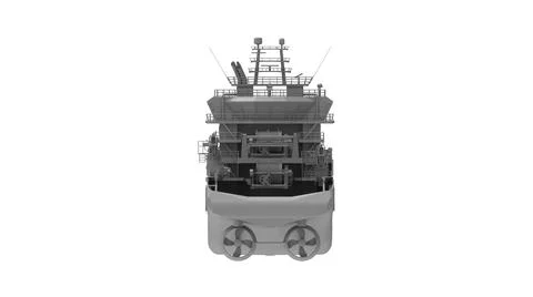 3d rendering of a marine supply large vessel industrial ship isolated on white Stock Illustration