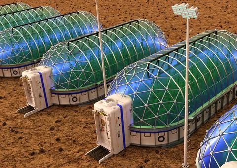 3D Rendering Mars Colony Stock Illustration