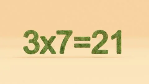 3D rendering of a mathematical equation with grassy texture on the orange bac Illustrazione stock